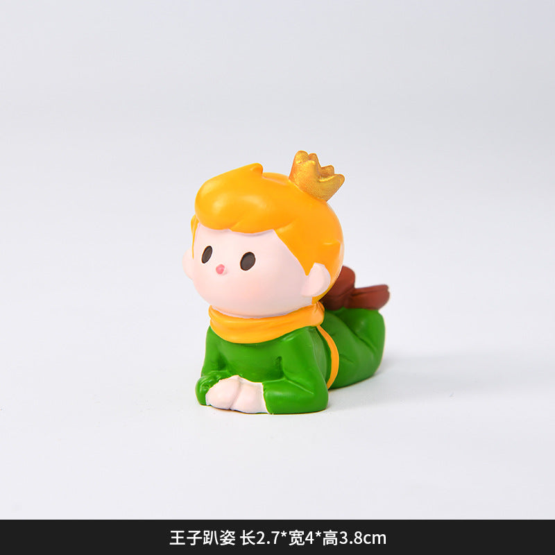 Creative and cute handmade ornaments Car desktop Home decoration Resin handicrafts Prince take flower small ornaments