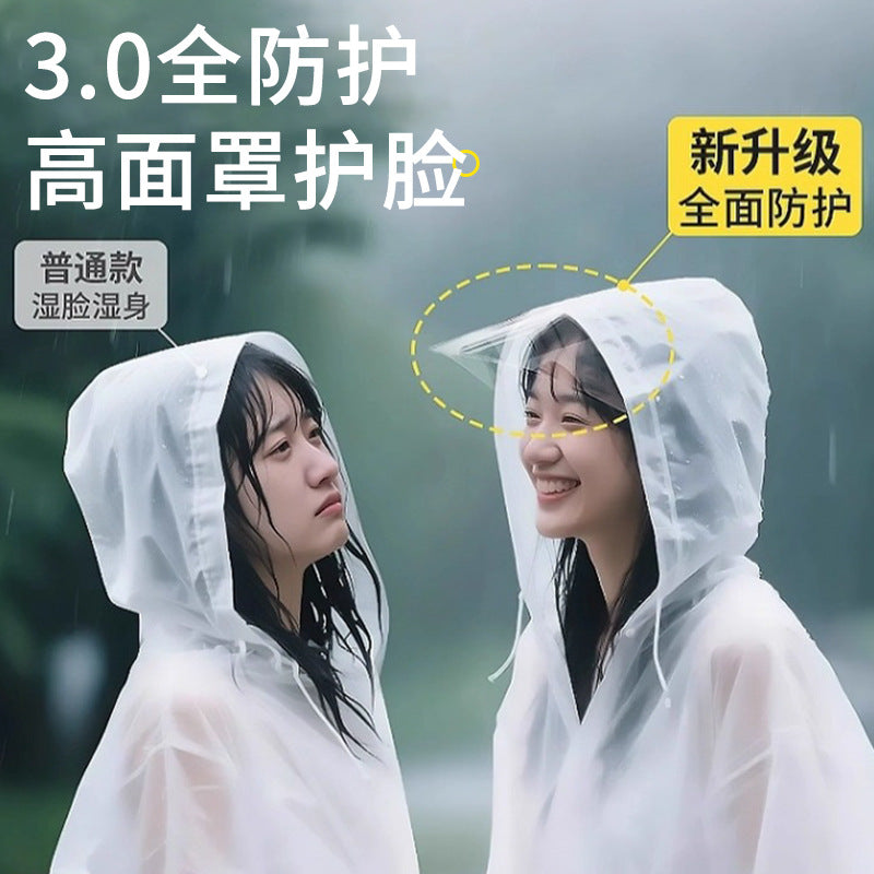 Adult non-disposable long raincoat, outdoor travel, mountaineering and hiking, thickened whole body rainstorm-proof poncho with brim
