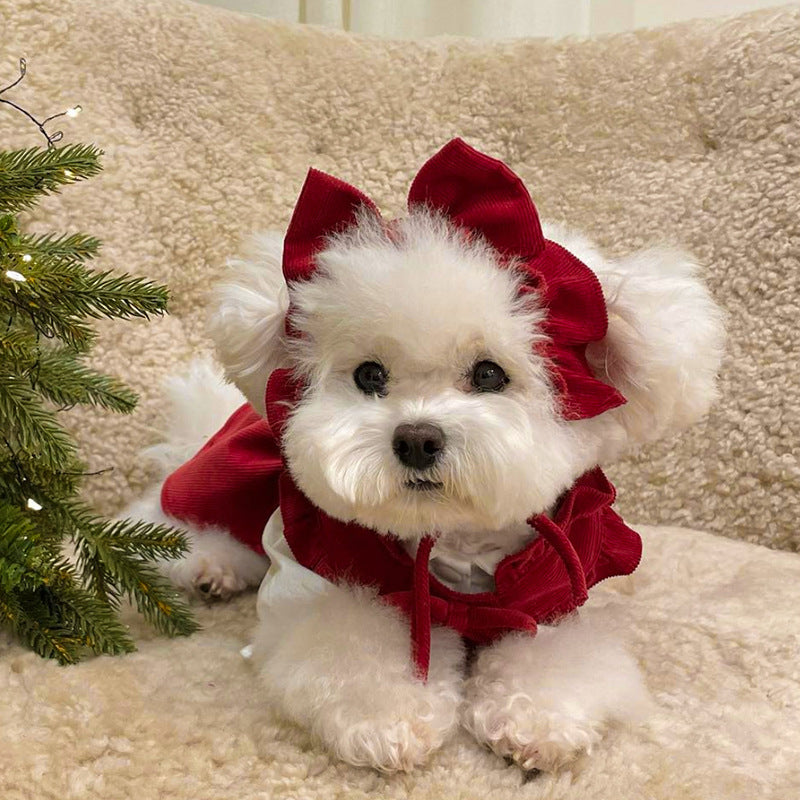 Puppy dog christmas princess skirt autumn winter teddy bizarre bear pomeranian small dog pet cat clothes winter