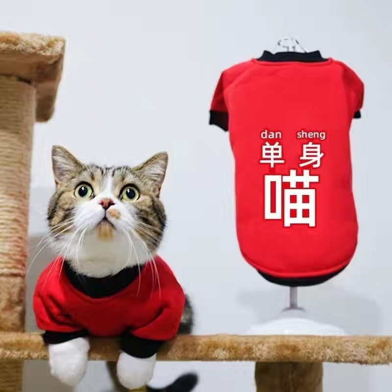 Handsome cat clothes autumn and winter clothes anti-hair loss and velvet warm kitten cloth blue cat kitten autumn and winter models