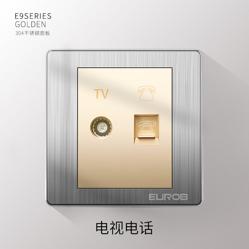 Open switch socket household silver 86 type 5 five-hole plug two or three plug double control wall air conditioner panel