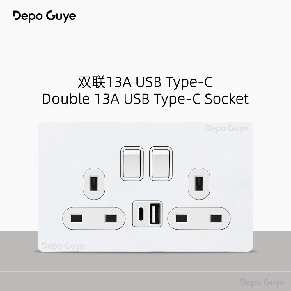 Foreign trade simple wind stainless steel switch panel 86 type concealed Hong Kong and Macao British standard European socket brass lever