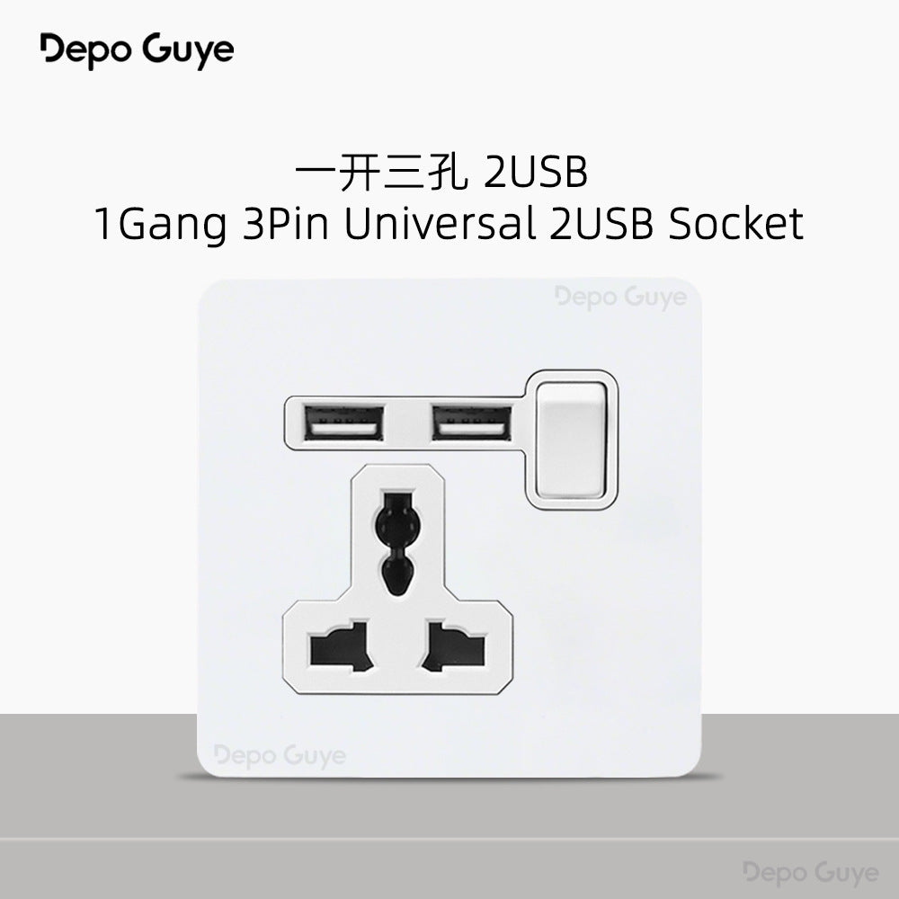 Foreign trade simple wind stainless steel switch panel 86 type concealed Hong Kong and Macao British standard European socket brass lever