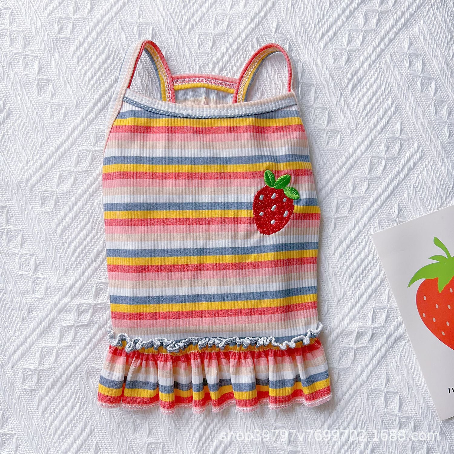 New rainbow striped pet dog dog cat summer ins thin clothes bubble sleeve vest princess style skirt
