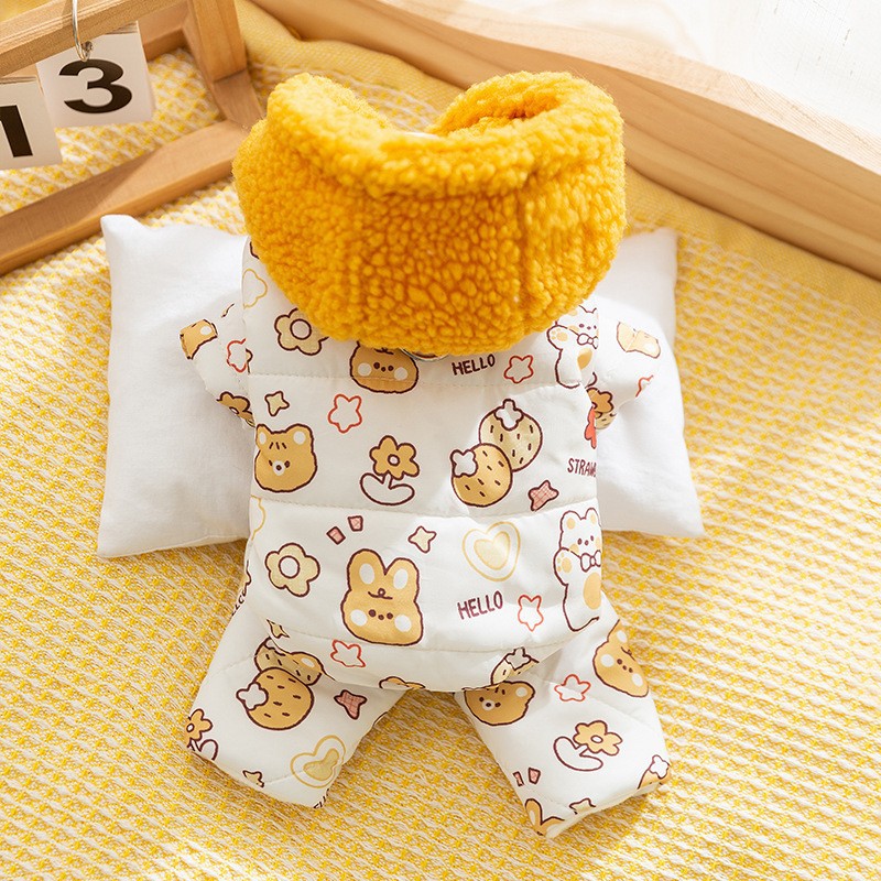 Autumn and winter dog clothes thickened warm quilting cotton pockets traction cat pet than bear four-legged cotton-padded dog clothes