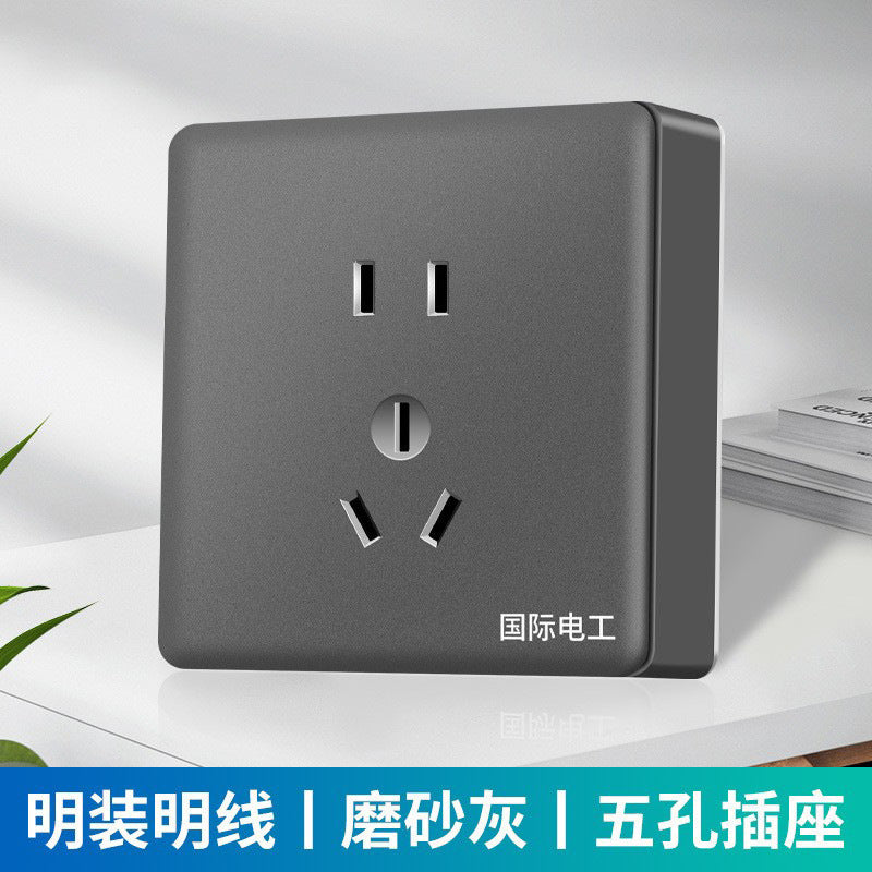 International electrician surface-mounted switch socket 86-type large board five-hole bright wire box household wall plug panel wholesale
