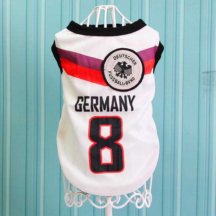 Dog Clothes World Cup Jerseys Thin Medium Large Dog Golden Retriever Teddy Bigbear Husky Samo Corgi Summer Clothing