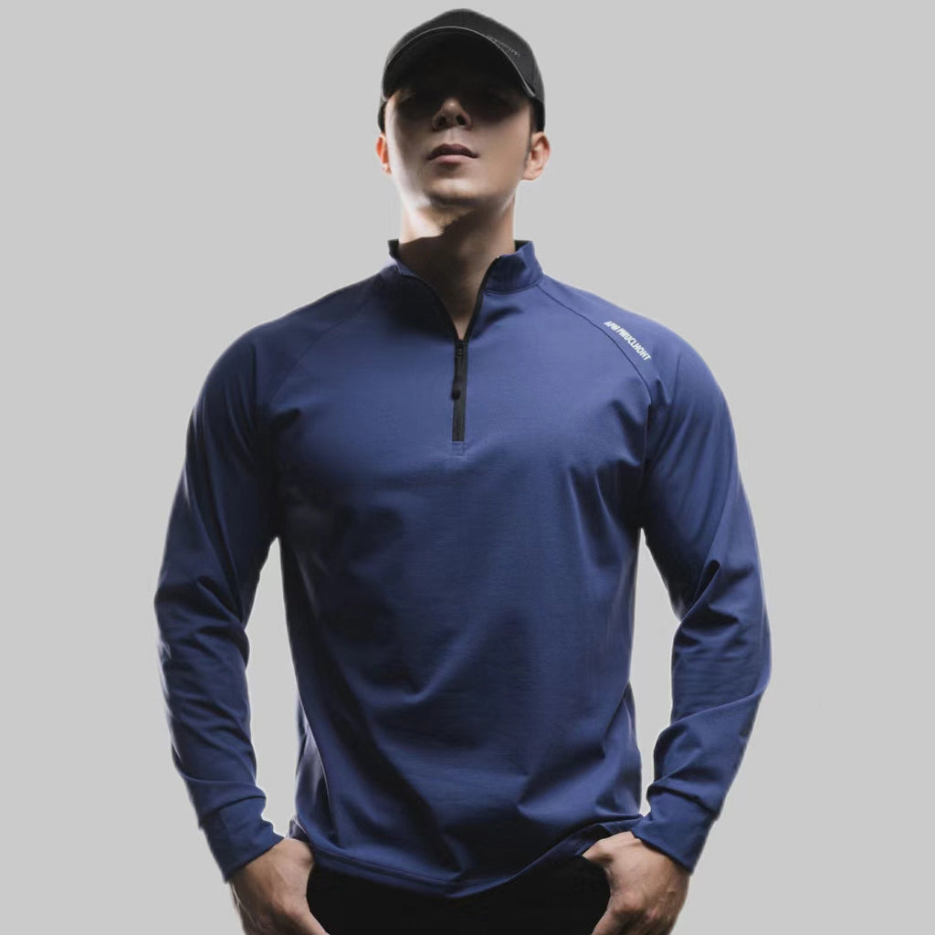 Autumn outdoor quick-drying T-half zipper long-sleeved T-shirt men's casual running fitness training clothes sports top