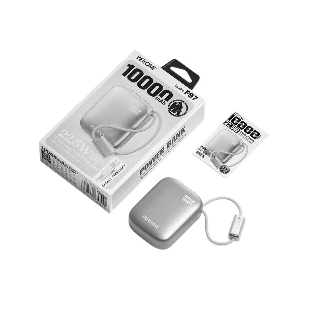 WEKOME new power bank 3c certification, mini power bank can be carried by aircraft, fast charging comes with its own cable power bank