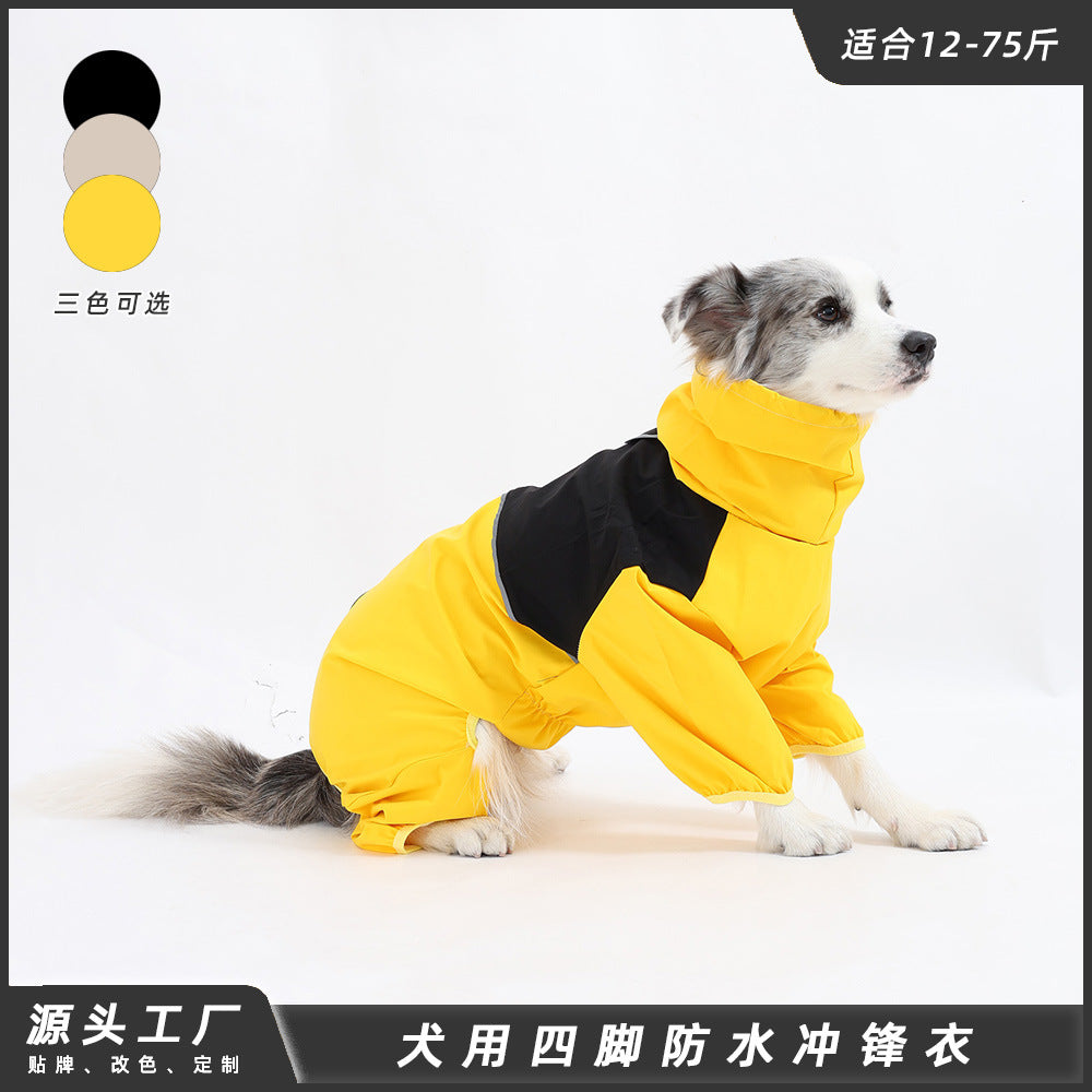 Cross-border medium and large dog edge herding Labrador Shiba four-legged jacket waterproof and windproof dog clothes raincoat