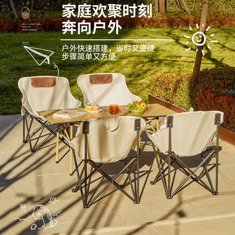 Young Master Yang Outdoor Camping Set Folding Table and Chair Combination Moon Chair Egg Roll Table One Piece Hair Factory Camping