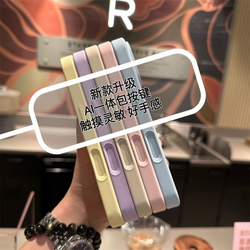 Applicable to iPhone17 liquid silicone thin ring magnetic attraction AI camera button mobile phone case Apple 16promax anti-drop