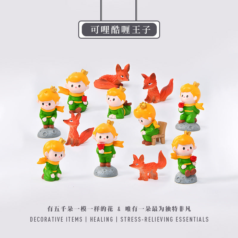 Creative and cute handmade ornaments Car desktop Home decoration Resin handicrafts Prince take flower small ornaments