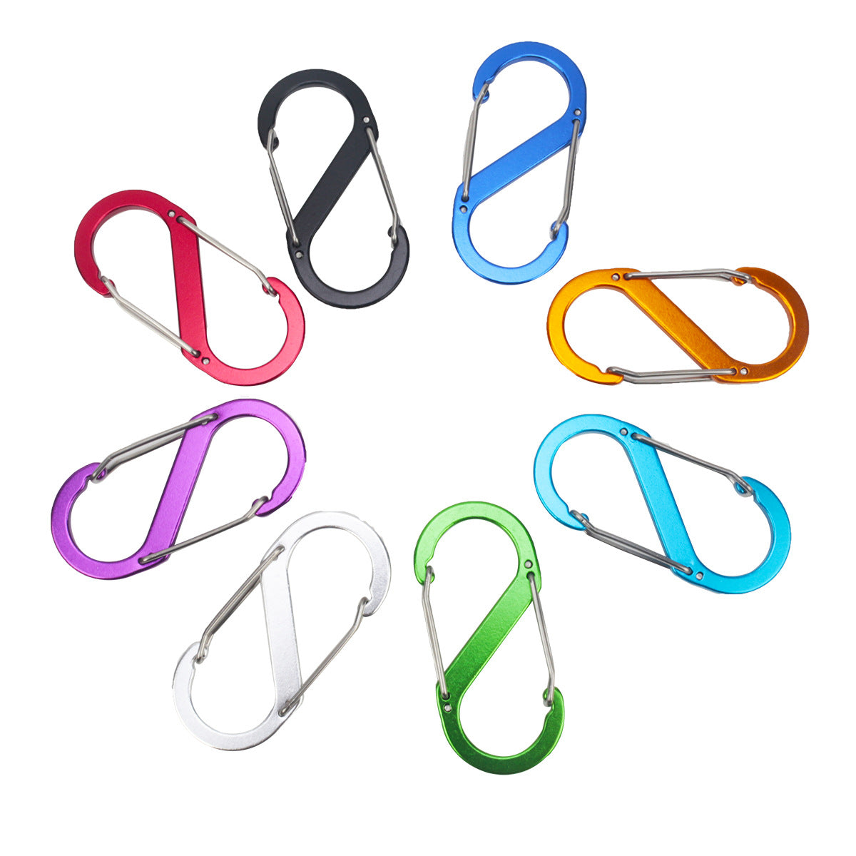 S-type mountaineering buckle outdoor aluminum alloy 8-shaped buckle multi-functional steel wire buckle camping portable backpack spring quick hanging lock