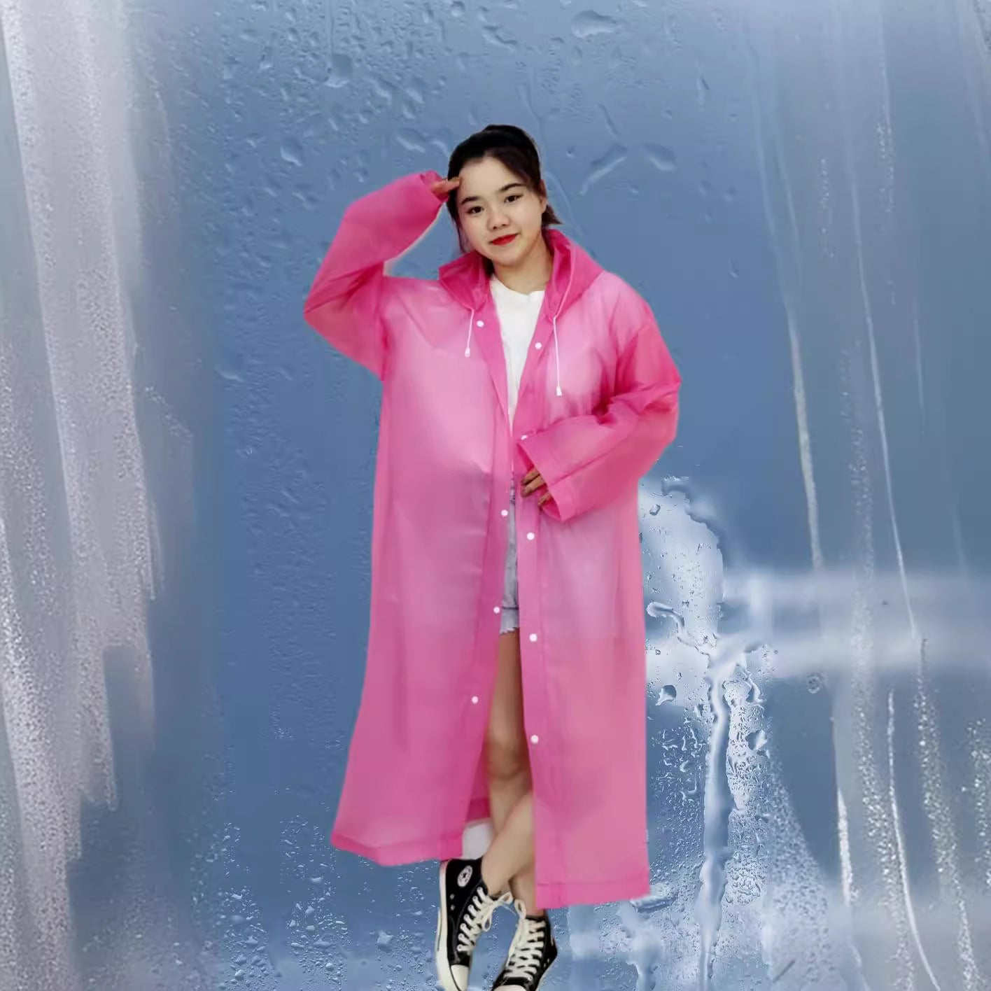 Foreign trade manufacturers non-disposable raincoat EVA adult thickened raincoat 100g travel light poncho wholesale