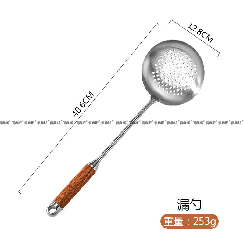 304 stainless steel pot, spatula, kitchenware, pear wooden handle, kitchenware set, spatula, colander, frying spatula, full set of cooking tools