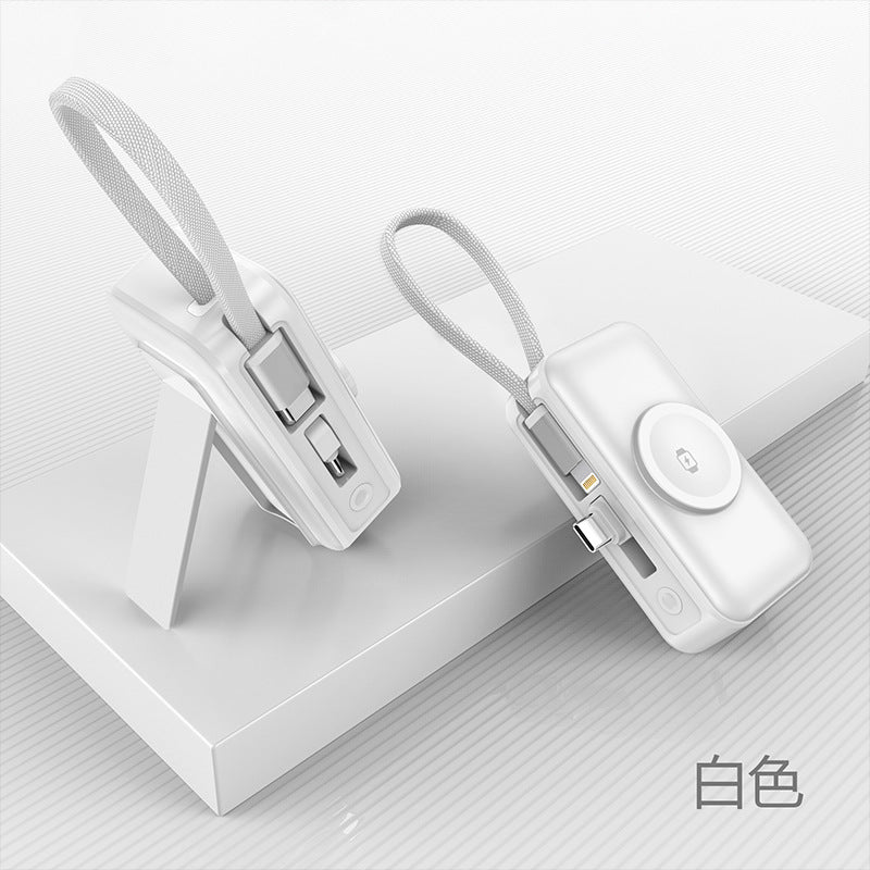 New fast charging three-in-one magnetic wireless charging mobile power supply, support watch earphones, mobile phone multi-function power bank