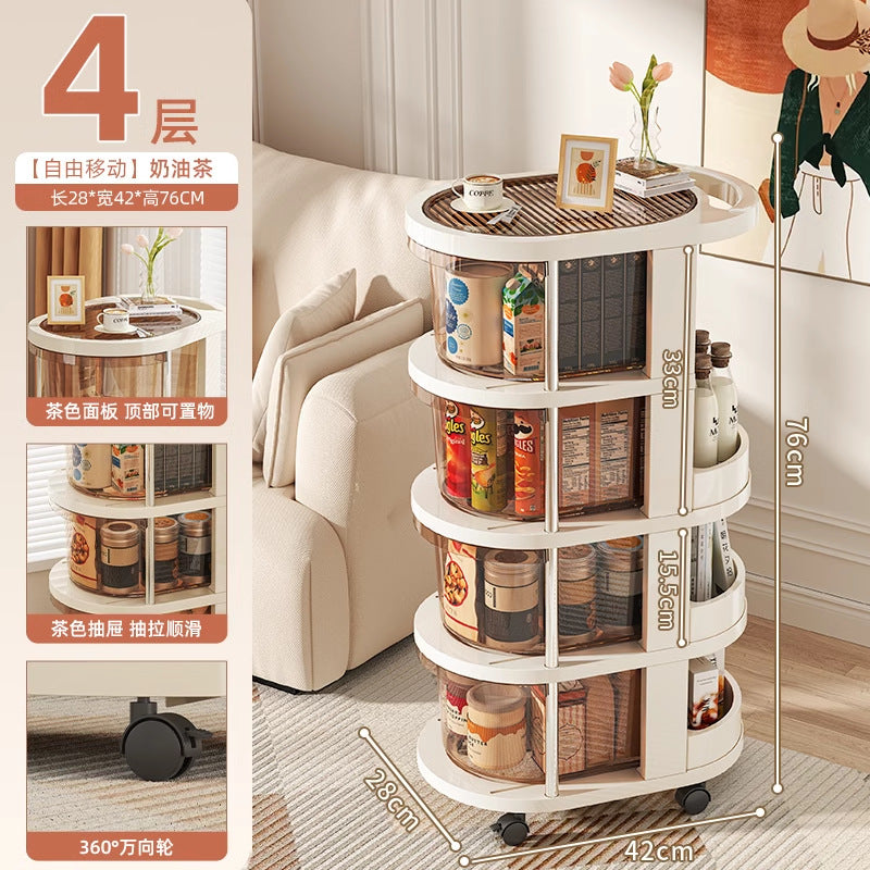 Household trolley rack Snack beverage storage rack Living room bedroom with wheels Convenient multi-layer finishing storage rack