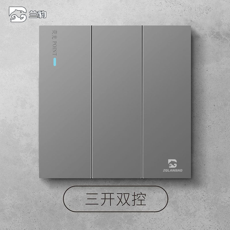 Wholesale Household Dark Grey Five-hole Socket 86 Concealed Two and Three Poles One Open Single Double Control Plug Switch Panel