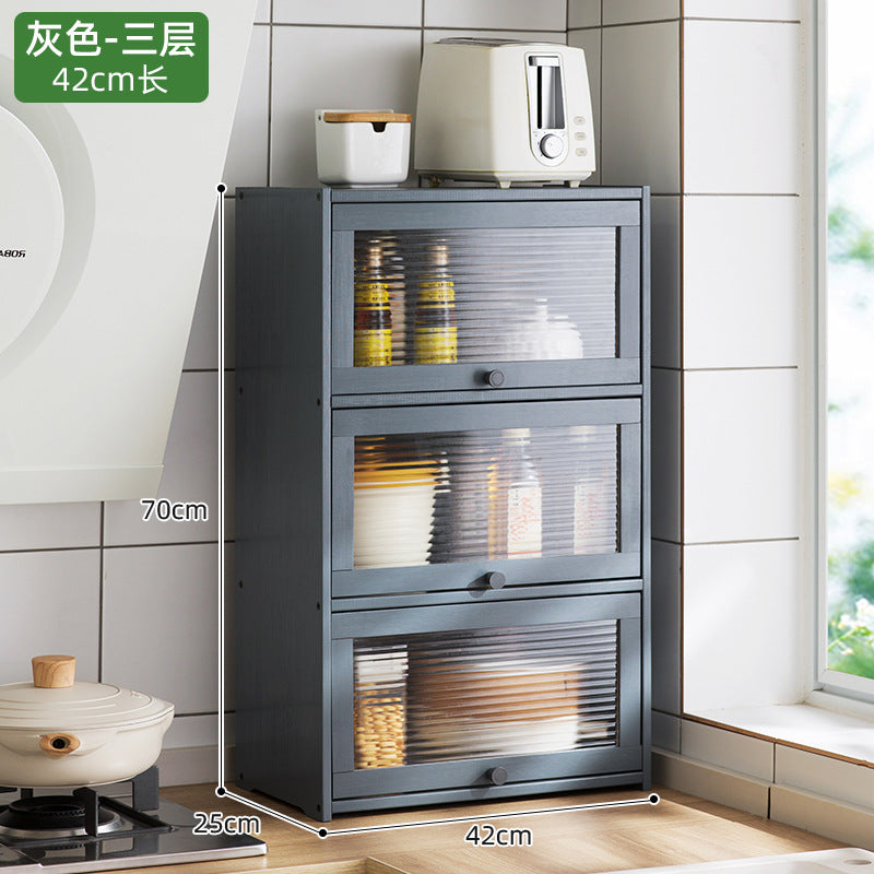 Kitchen countertops, seasoning shelves, storage shelves, supplies, finishing racks, layered multi-functional storage cabinets, cabinet artifacts