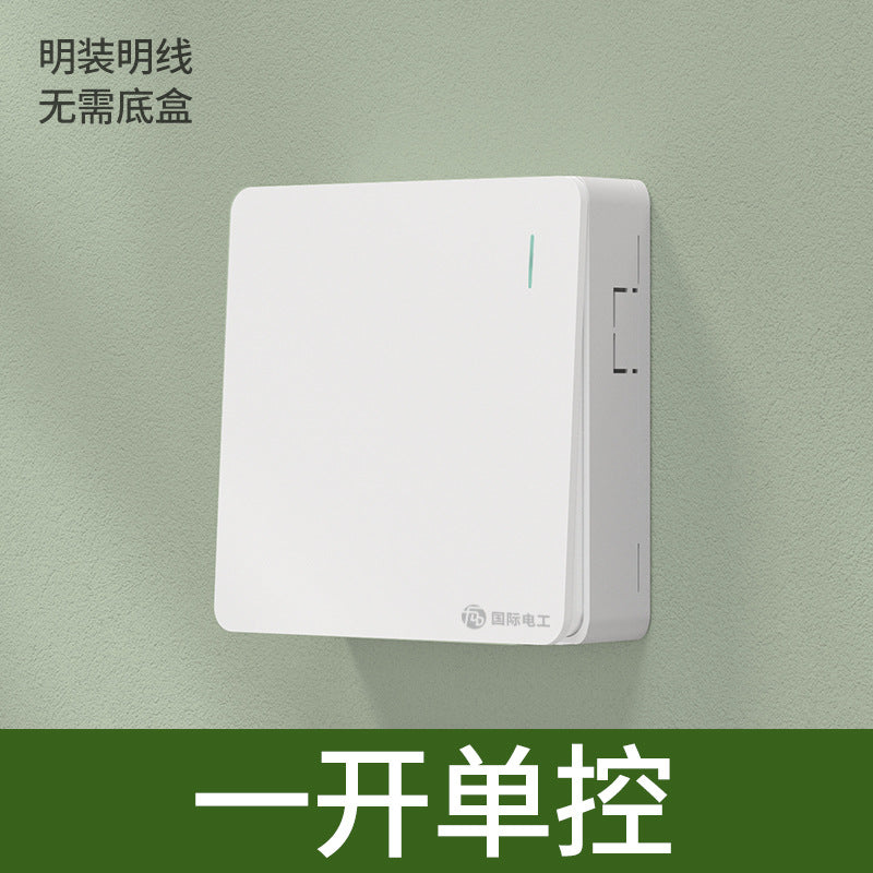 International electrician surface installed ultra-thin switch socket panel household bright wire box power supply with five-hole single control socket