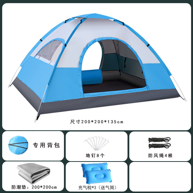 Tent outdoor 2 people camping Thickened equipment Portable automatic pop-up 3-4 people camping Outdoor rain protection Beach sun protection