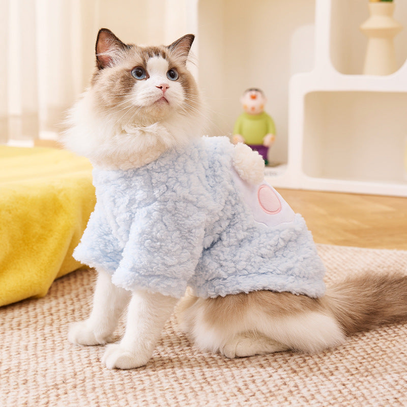 Autumn and winter cute super cute plush thickened clothes medium and small dogs cold protection warm cat and dog plush clothes spot wholesale