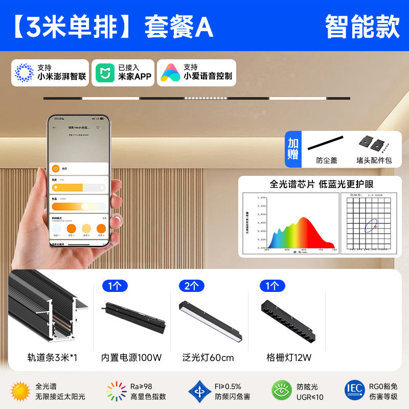 Smart Magnetic Track Light Embedded Embedded Package New Living Room No Main Light Lighting Applicable to Mobile App