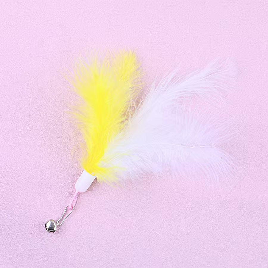 Cat toy cat teaser stick feather bell replacement head pet plush toy cat teaser artifact to relieve boredom pet toy