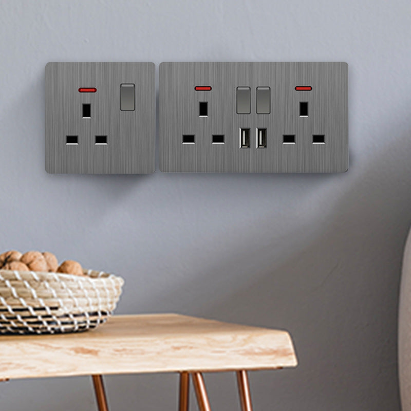 British standard 13a socket usb wall power source home dark gray pull panel British imperial foreign trade