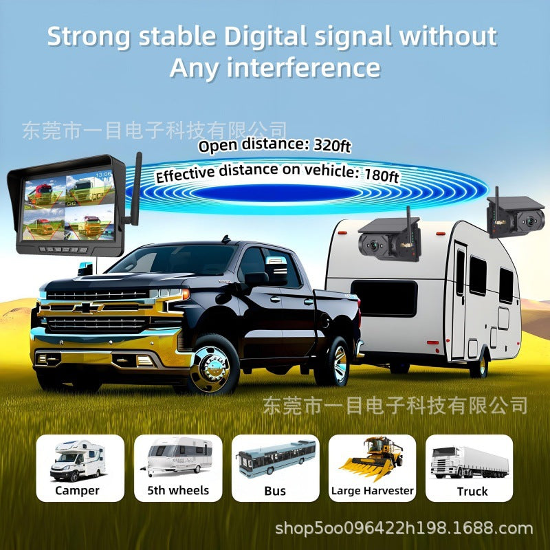 High definition solar vehicle monitoring wiring wireless magnetic dual camera reversing image crane RV