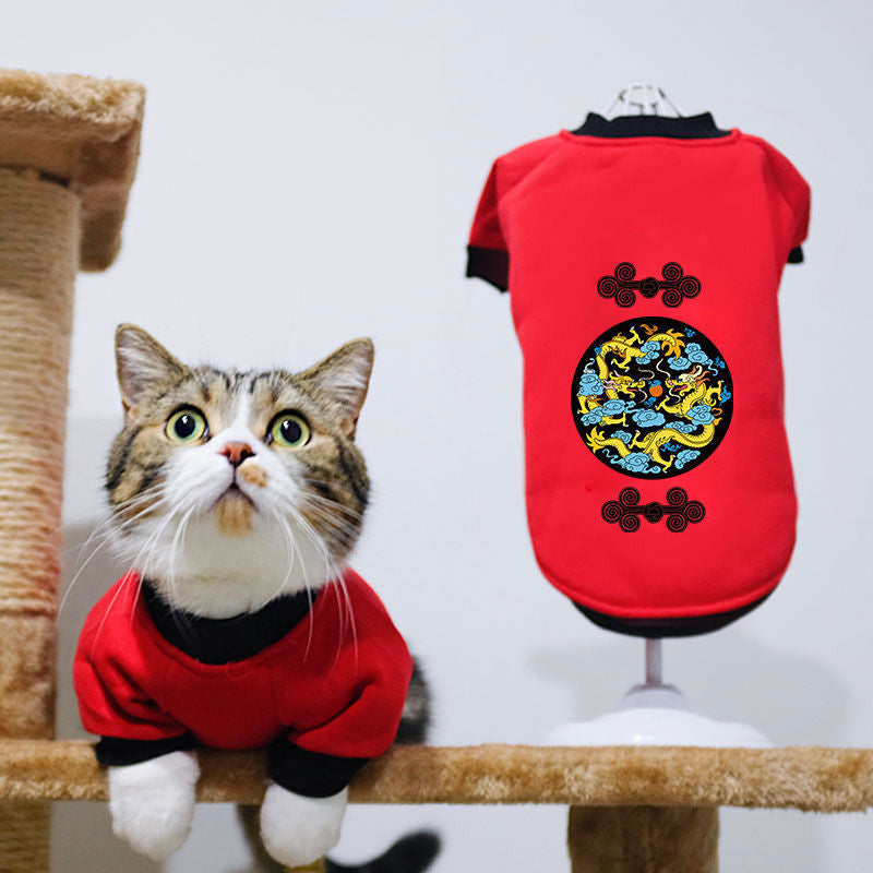 Handsome cat clothes autumn and winter clothes anti-hair loss and velvet warm kitten cloth blue cat kitten autumn and winter models