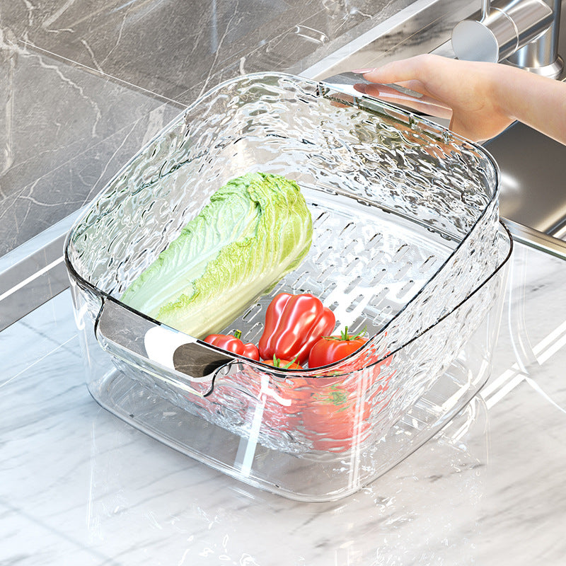 Kitchen Drain Basket Vegetable Basket Household Double Sink Vegetable Basin Drain Basket Rice Basket Plastic Vegetable Basket Storage Basket