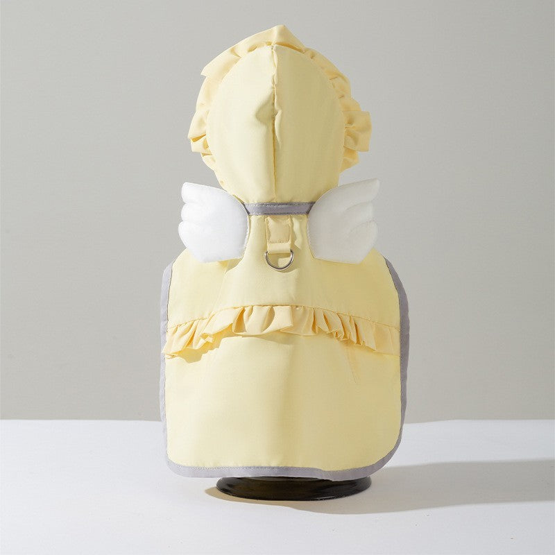 Dog rainy day four-legged waterproof three-dimensional dinosaur bag tail dog teddy poncho medium and large dog golden retriever pet raincoat