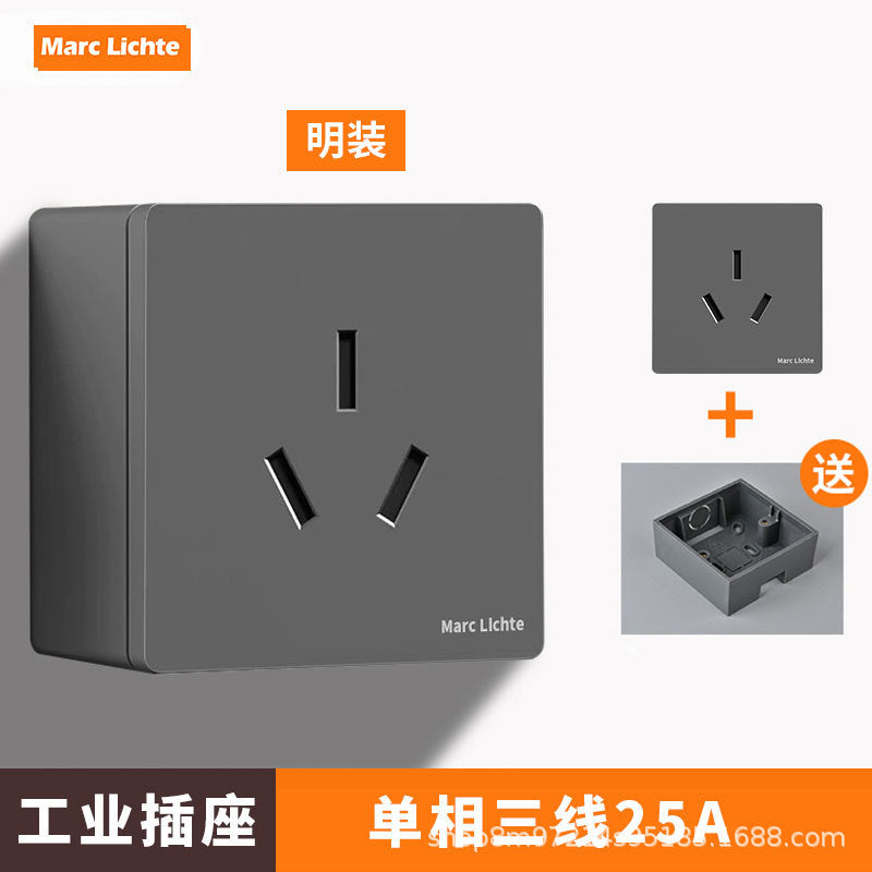 Type 86 gray 25A three-hole socket plug three-pin 25-amp air conditioner socket water heater high-power wall socket