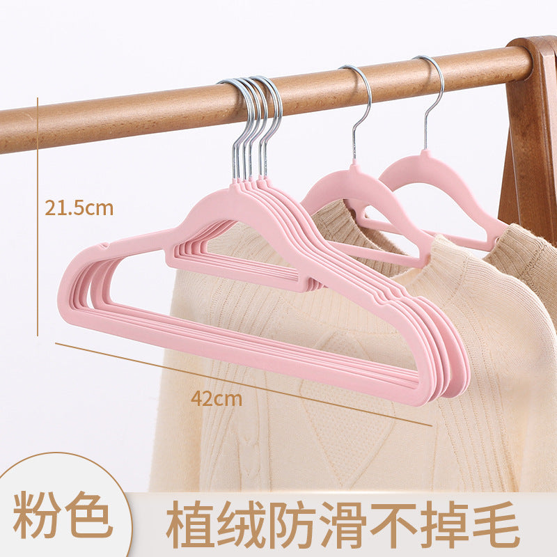 Newly upgraded semicircular flocking hanger, home non-slip thickened clothing support, anti-shoulder angle, essential artifact for home storage