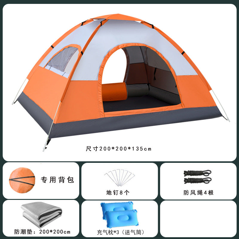 Tent outdoor 2 people camping Thickened equipment Portable automatic pop-up 3-4 people camping Outdoor rain protection Beach sun protection
