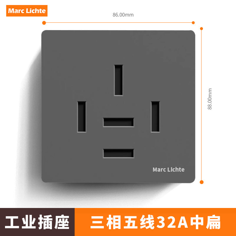 380V three-phase five-wire five-hole industrial plug 16A/25A wall socket 5-core air conditioner high-power 86 type 440v