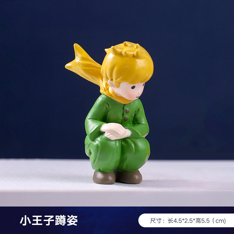 Creative and cute handmade ornaments Car desktop Home decoration Resin handicrafts Prince take flower small ornaments