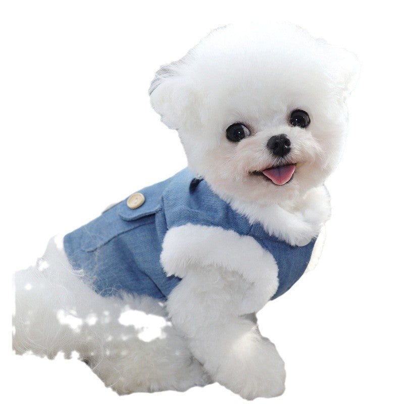 Traction puppy dog clothes winter teddy Bichon Pomeranian Schnauzer small dog pet vest autumn and winter cotton-padded clothes