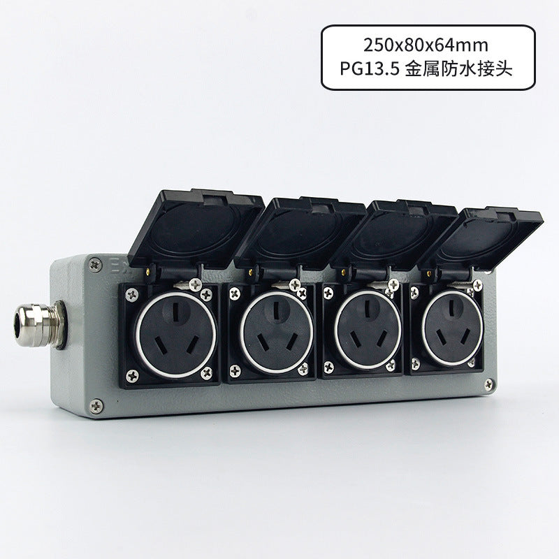 Outdoor cast aluminum socket 220/380V wall plug Five-hole waterproof switch Industrial grade 10/16A surface mounted panel