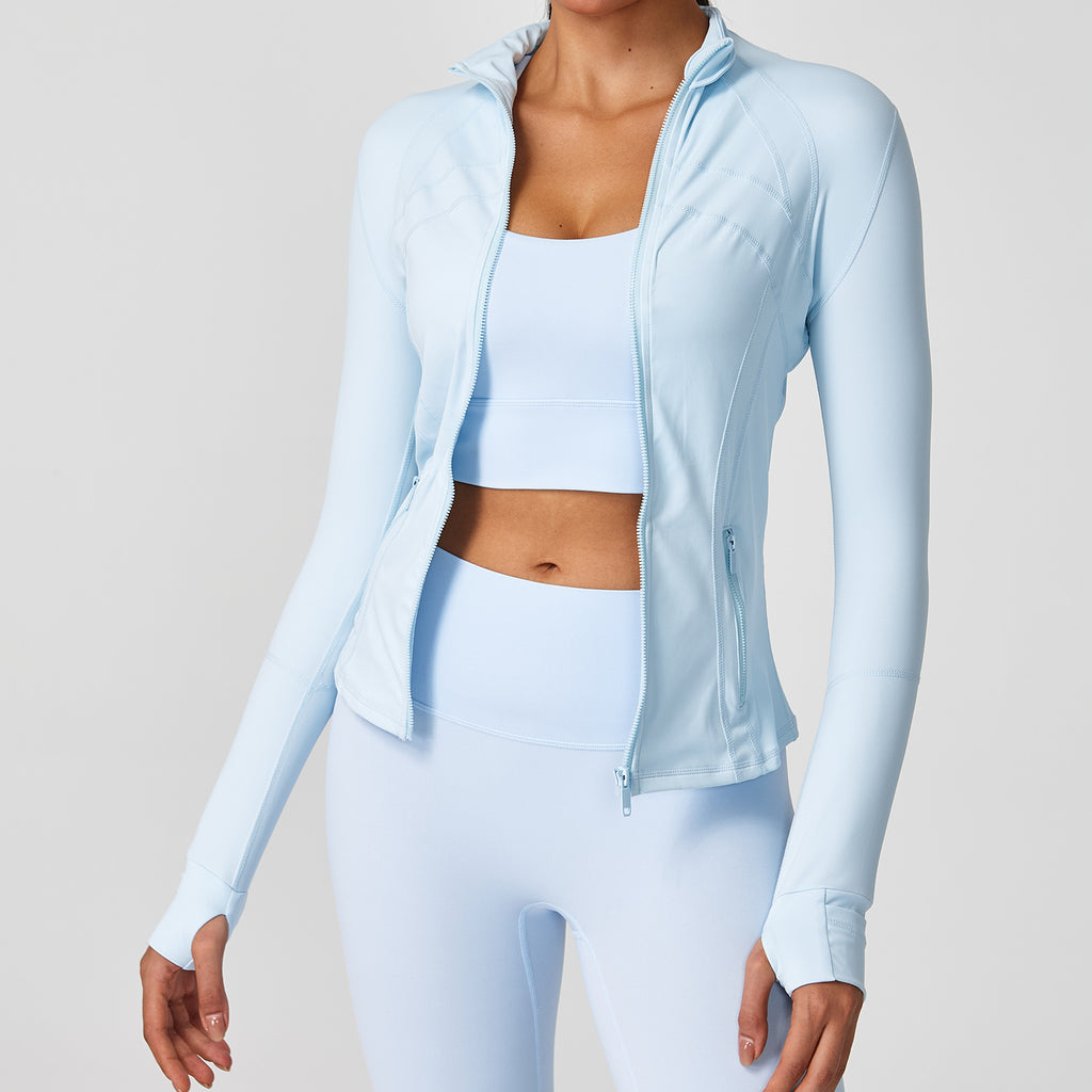 LuluID blazer jacket women's defined outdoor slim stand-up cardigan zip yoga suit top