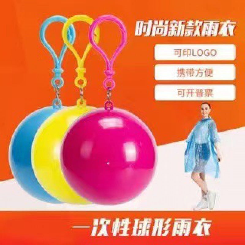 Disposable Outdoor Travel Ball Raincoat Drifting Mountaineering Poncho Children Adult Raincoat Portable Capsule Raincoat