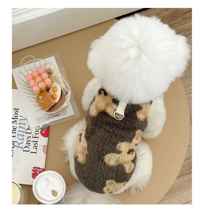 Cat clothes autumn and winter velvet can pull bear vest pet blue cat British short muppet silver gradient warm and cold proof