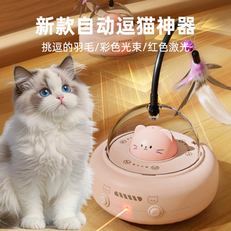 Intelligent automatic cat teasing artifact household lazy cat toy to relieve boredom and self-hi feather cat teasing stick cat toy