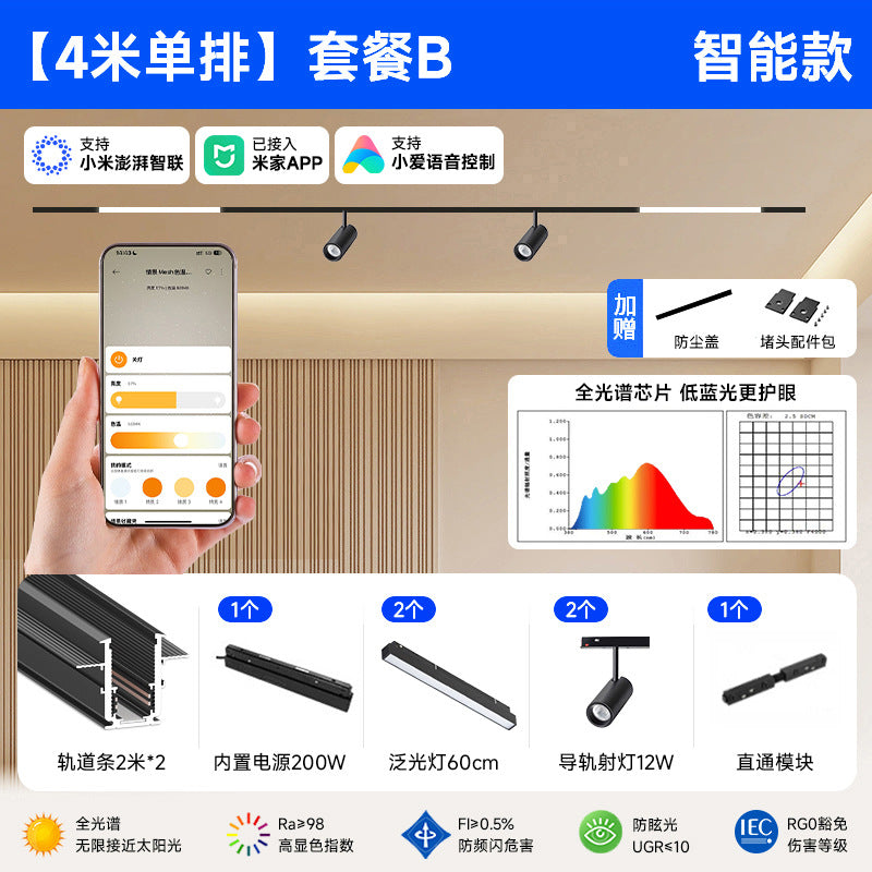 Smart Magnetic Track Light Embedded Embedded Package New Living Room No Main Light Lighting Applicable to Mobile App