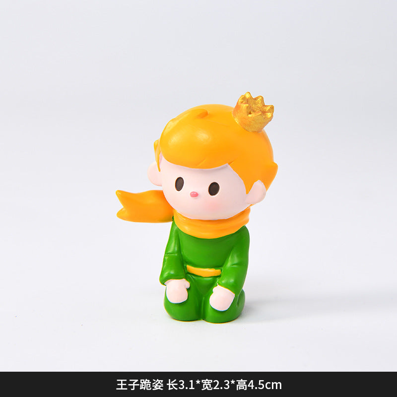 Creative and cute handmade ornaments Car desktop Home decoration Resin handicrafts Prince take flower small ornaments