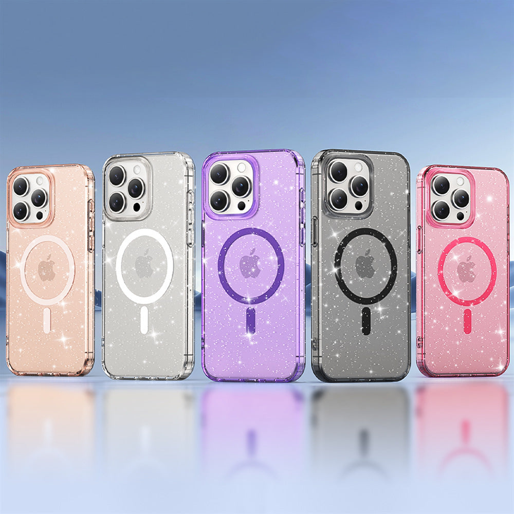 Apple 17 mobile phone case iPhone15Pro magnetic case, suitable for star glitter 16 protective case, scratch-proof self-repair