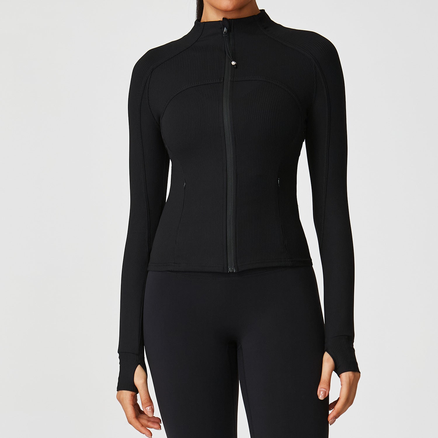 2025 Threaded Sunscreen Sports Jacket Women's Naked Outdoor Tight Breathable High Elastic Slim Yoga Fitness Clothing Top