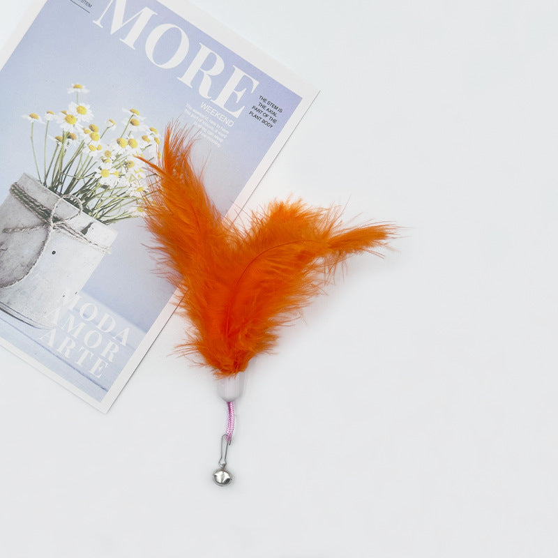 Cat toy cat teaser stick feather bell replacement head pet plush toy cat teaser artifact to relieve boredom pet toy